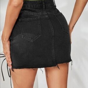 Black Denim Lace-Up Mini Skirt